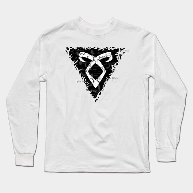Shadowhunters rune / The mortal instruments - Angelic power rune feathers and words - Clary, Alec, Jace, Izzy, Magnus - Mundane Long Sleeve T-Shirt by Vane22april